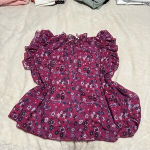 Anthropologie Floral Blouse - Pink and Purple